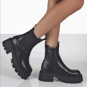 Public Desire Aida Black Chunky Sole Chelsea Ankle Boots